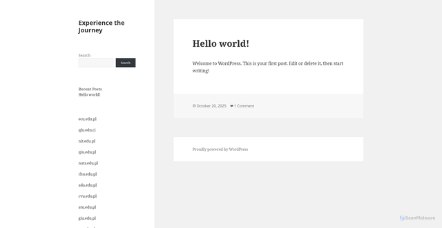 Security scan screenshot of https://experiencethejourney.co.uk