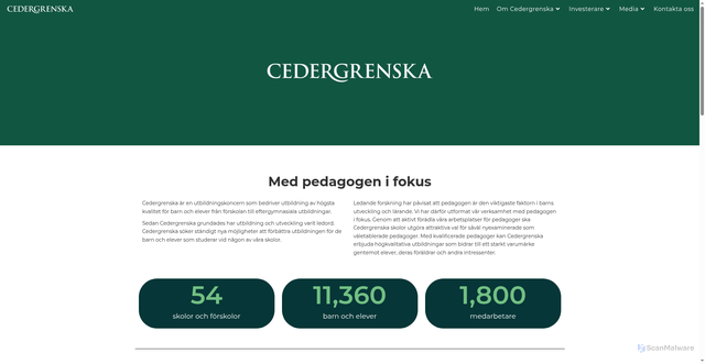 Security scan screenshot of https://cedergrenska.se