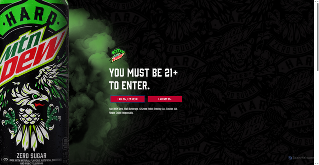 Security scan screenshot of https://www.hardmountaindew.com/flavors/mix-pack