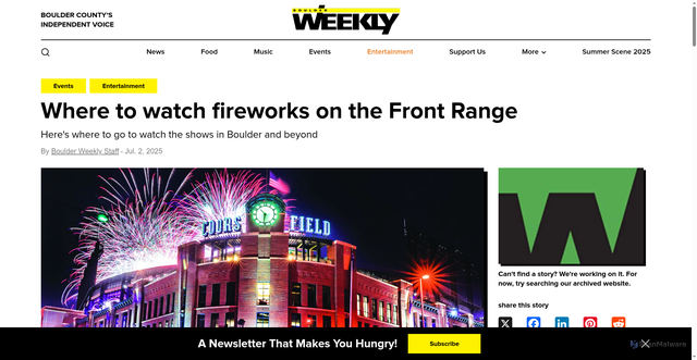 Security scan screenshot of https://boulderweekly.com/entertainment/fourth-of-july-fireworks-on-the-front-range/