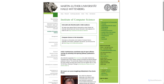 Security scan screenshot of https://informatik.uni-halle.de