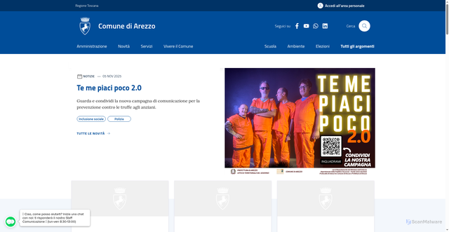 Security scan screenshot of https://www.comune.arezzo.it/
