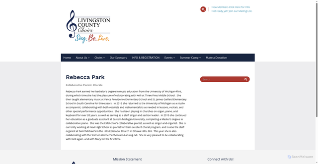 Security scan screenshot of https://livingstoncountychoirs.com/rebecca-park/