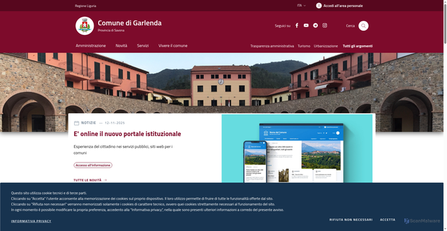 Security scan screenshot of https://www.comune.garlenda.sv.it/