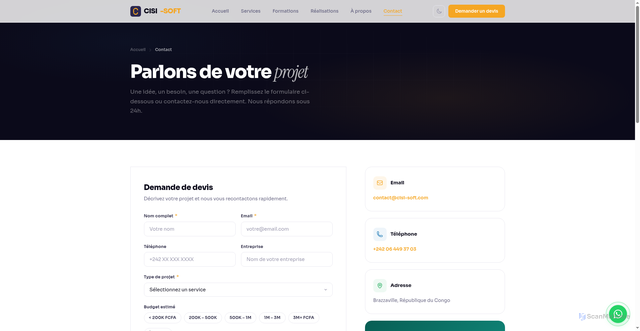 Security scan screenshot of https://cisi-soft.com/contact