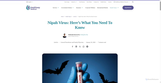 Security scan screenshot of https://healthwaymedical.com/health-resources/articles/what-you-need-to-know-about-nipah-virus