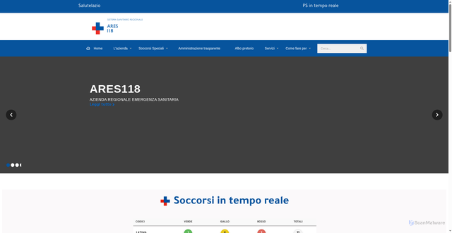 Security scan screenshot of https://www.ares118.it/