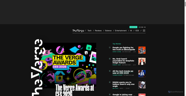 Security scan screenshot of https://www.theverge.com