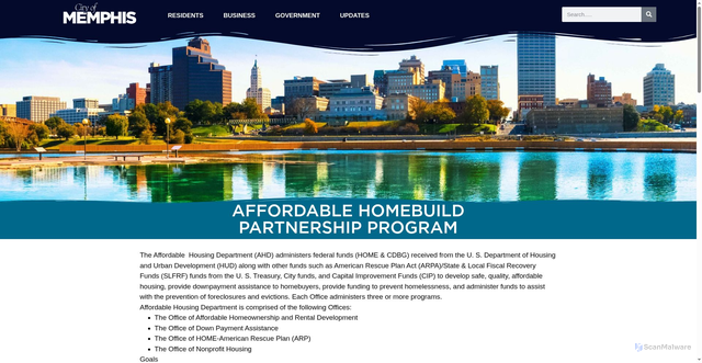 Security scan screenshot of https://memphistn.gov/affordable-housing/