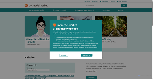 Security scan screenshot of https://www.livsmedelsverket.se/