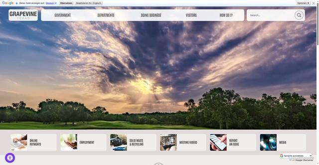 Security scan screenshot of https://grapevinetexas.gov/