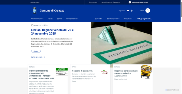 Security scan screenshot of https://www.comune.creazzo.vi.it/
