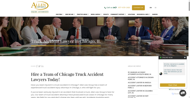 Security scan screenshot of https://www.kenallenlaw.com/areas-we-serve/truck-accident-lawyer-chicago/