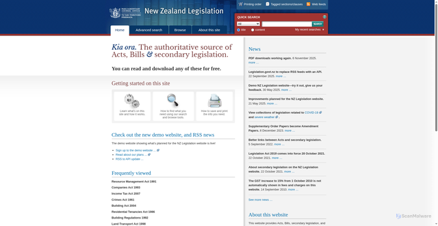 Security scan screenshot of https://www.legislation.govt.nz/
