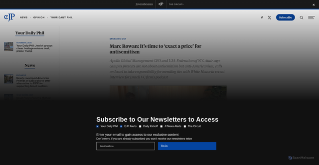 Security scan screenshot of https://ejewishphilanthropy.com/marc-rowan-its-time-to-exact-a-price-for-antisemitism/