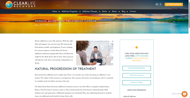 Security scan screenshot of https://clearliferecovery.com/heroin-addiction-treatment-program/