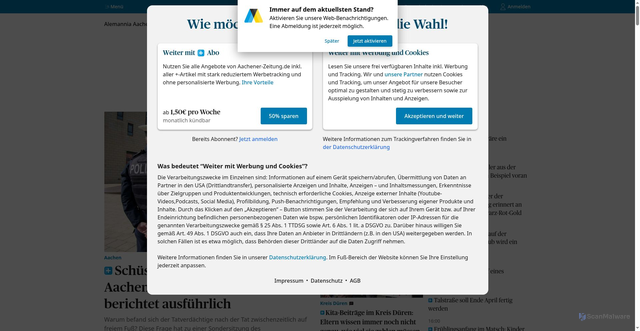 Security scan screenshot of https://aachener-zeitung.de