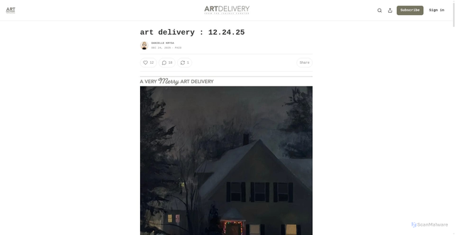 Security scan screenshot of https://thejealouscurator.substack.com/p/art-delivery-122425