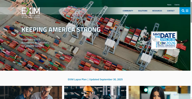 Security scan screenshot of https://exim.gov/