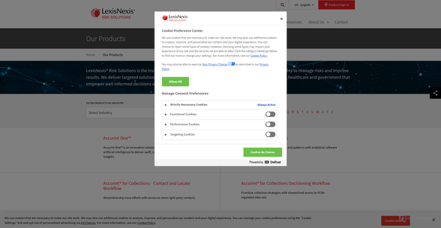 Security scan screenshot of https://auth.ba.lexisnexisrisk.com