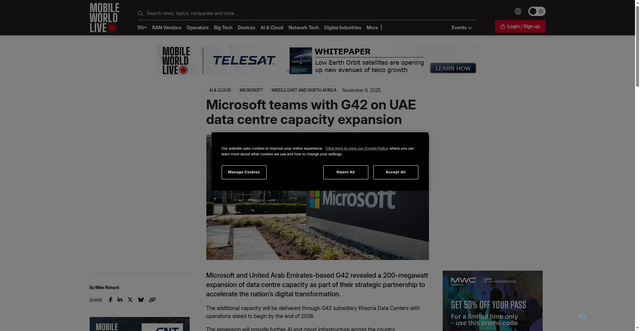 Security scan screenshot of https://www.mobileworldlive.com/microsoft/microsoft-teams-with-g42-on-uae-data-centre-capacity-expansion/