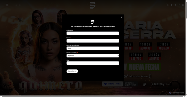 Security scan screenshot of https://mariabecerra.live/en/