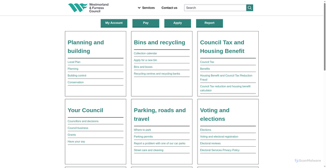 Security scan screenshot of https://www.southlakeland.gov.uk/