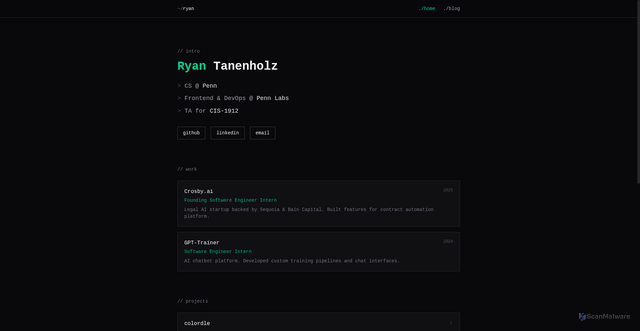 Security scan screenshot of https://ryantanen.com