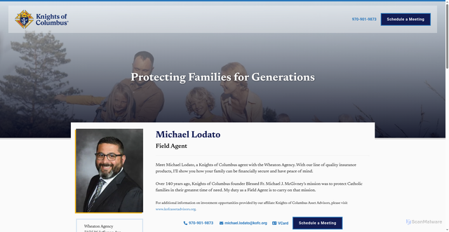 Security scan screenshot of https://kofc-agent-michael-lodato.pages.dev/