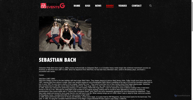 Security scan screenshot of https://www.triplegevents.com/bands/sebastian-bach/