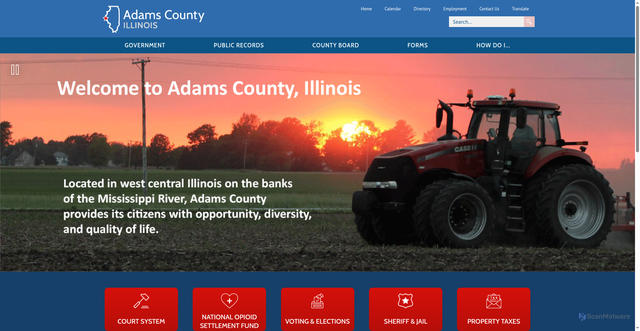 Security scan screenshot of https://www.adamscountyil.gov/