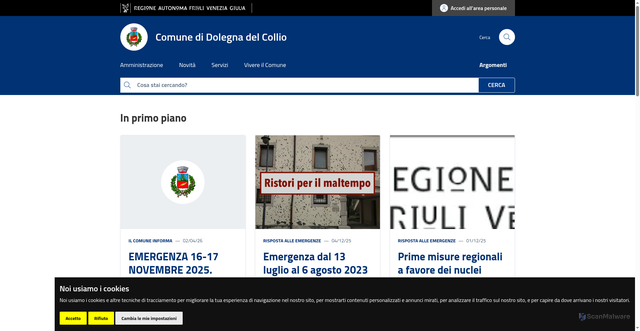 Security scan screenshot of https://www.comune.dolegnadelcollio.go.it