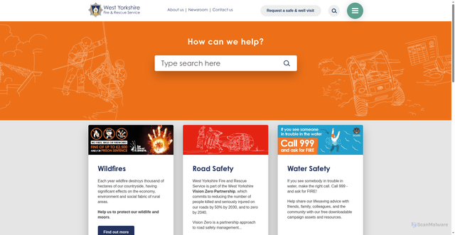 Security scan screenshot of http://www.westyorksfire.gov.uk