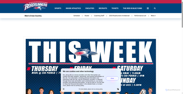 Security scan screenshot of https://roadrunnersathletics.com/news/2025/10/22/mens-cross-country-this-week-in-roadrunners-athletics.aspx