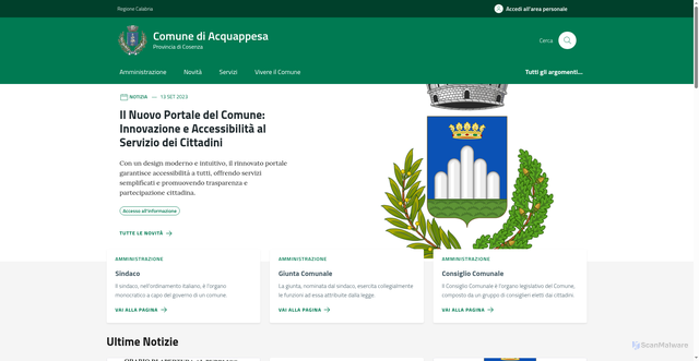 Security scan screenshot of https://comune.acquappesa.cs.it/
