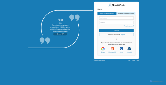 Security scan screenshot of https://mystatic.noodletools.com