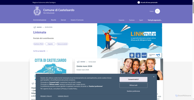 Security scan screenshot of https://www.comune.castelsardo.ss.it