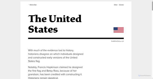 Security scan screenshot of https://usflags.design/usa/