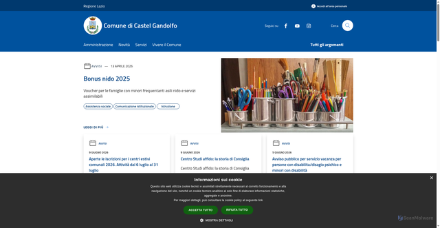 Security scan screenshot of https://www.comune.castelgandolfo.rm.it