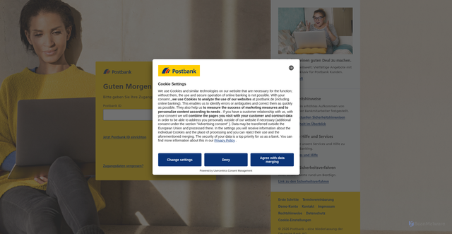 Security scan screenshot of https://banking.postbank.de