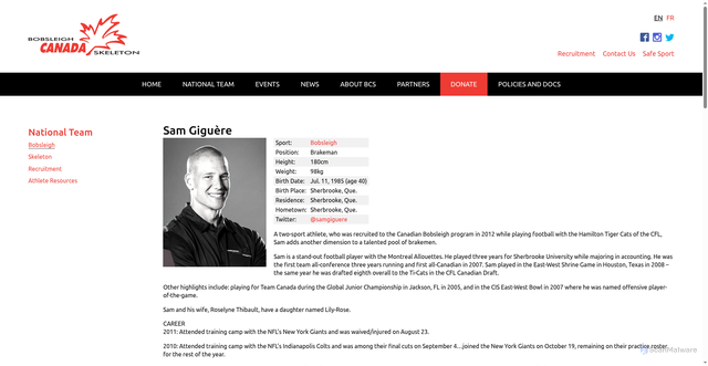 Security scan screenshot of https://www.bobsleighcanadaskeleton.ca/en/team/bobsleigh/?id=38