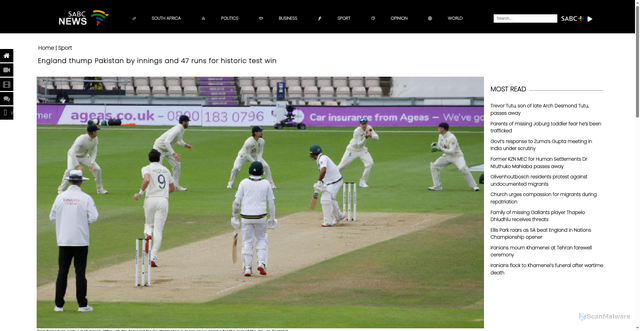 Security scan screenshot of https://www.sabcnews.com/sabcnews/england-thump-pakistan-by-innings-and-47-runs-for-historic-test-win/
