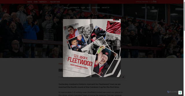 Security scan screenshot of https://www.fleetwoodtownfc.com/ticket-information-arsenal-h/