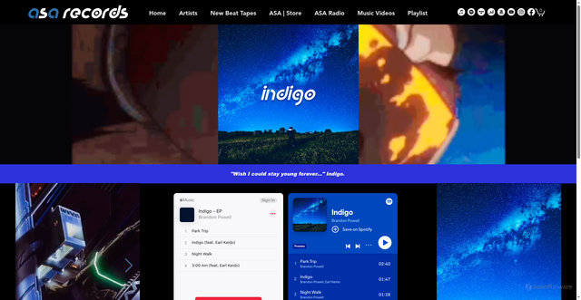 Security scan screenshot of https://www.asarecords.com/indigo