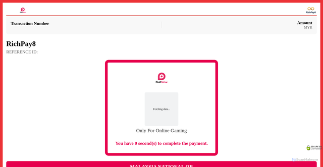 Security scan screenshot of http://richpay8.net/
