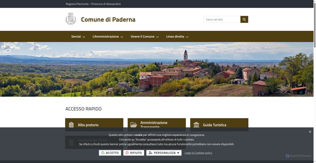Security scan screenshot of https://www.comune.paderna.al.it