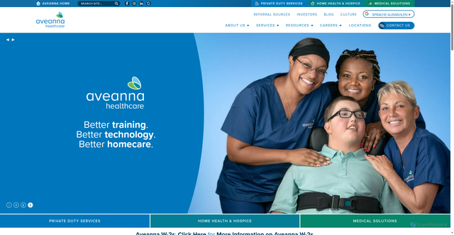 Security scan screenshot of https://www.aveanna.com