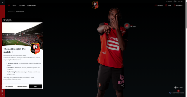 Security scan screenshot of https://www.staderennais.com/en/player/show/23