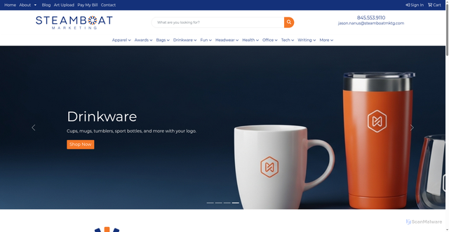 Security scan screenshot of https://steamboatmktg.com