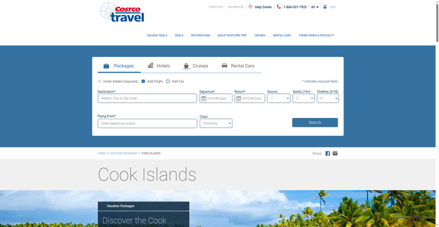 Security scan screenshot of https://www.costcotravel.com/Vacation-Packages/Cook-Islands